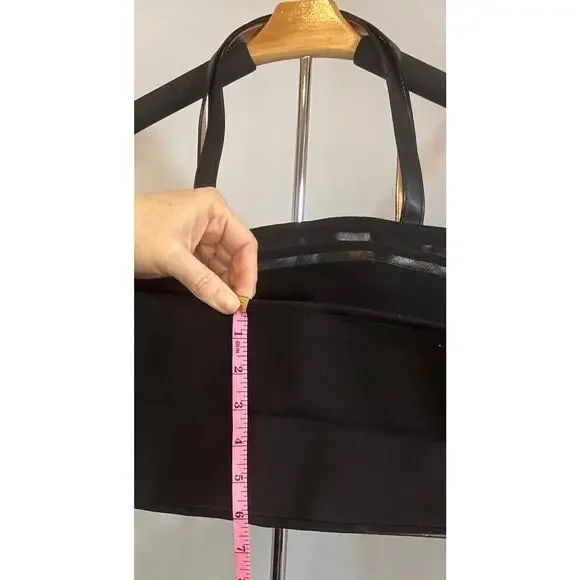 Victoria’s Secret Black Large Tote Bag Corset Lace Grommet Canvas Zip Top - Picture 8 of 9